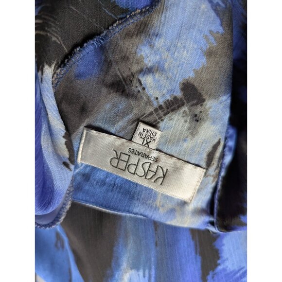 Kasper Womens Sleeveless Cowl Neck Blouse Blue & Black Abstract Print Size XL - Picture 4 of 7